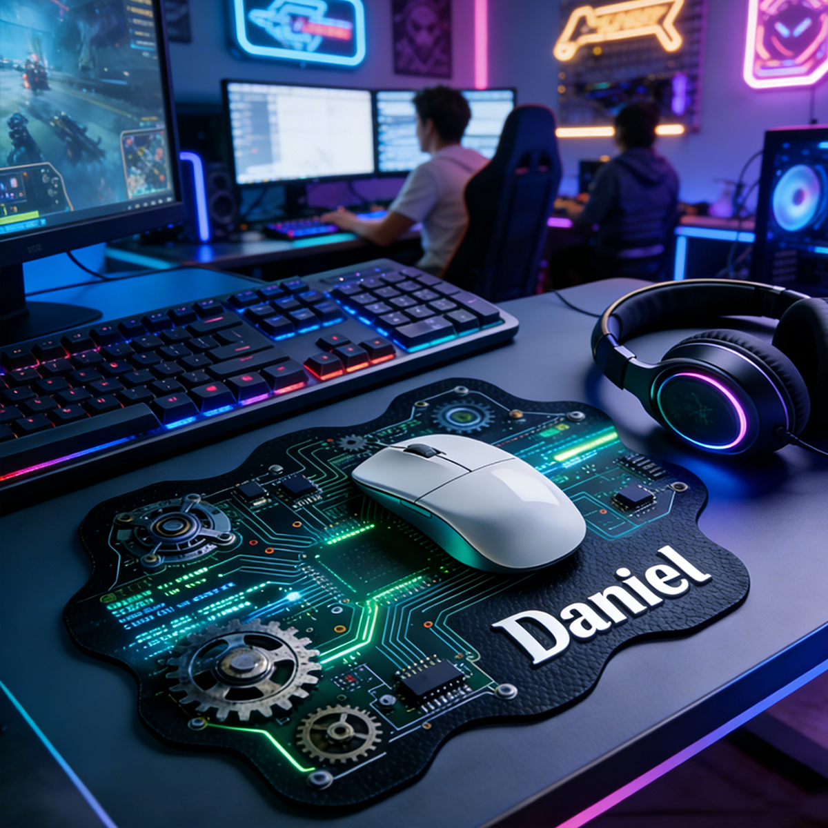 Personalized Custom Steampunk Circuit Board Mouse Pad Personalized Irregular Tech Desk Mat Cyberpunk Gamer Accessory with Gear