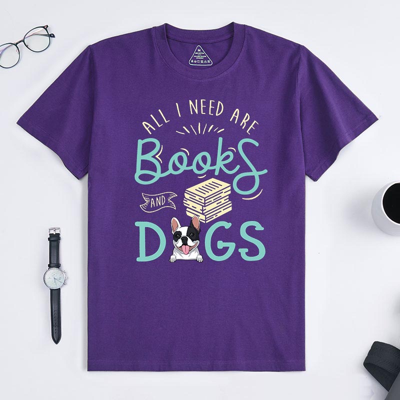 Personalized Dog Lover all I Need are Books and Dogs T-Shirt