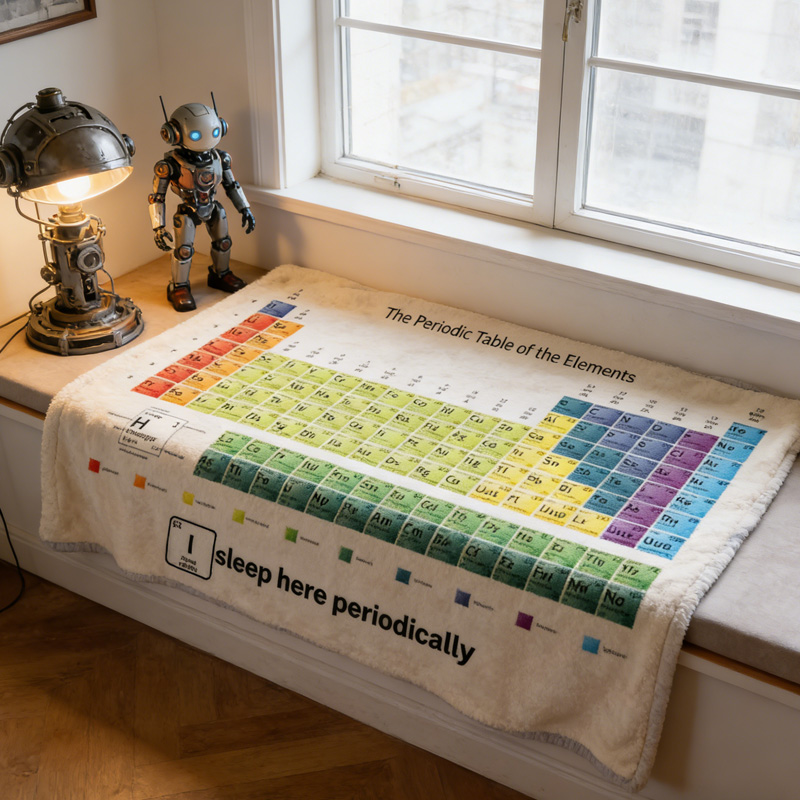 Personalized Periodic Table of Elements Throw Blanket for Nerdy Geek Lover