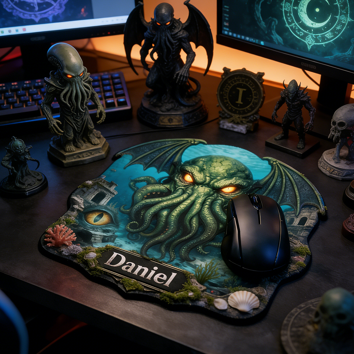 Personalized Cthulhu Irregular Mouse Pad Custom Dark Sea Cosmic Desk Mat Gamer Accessory