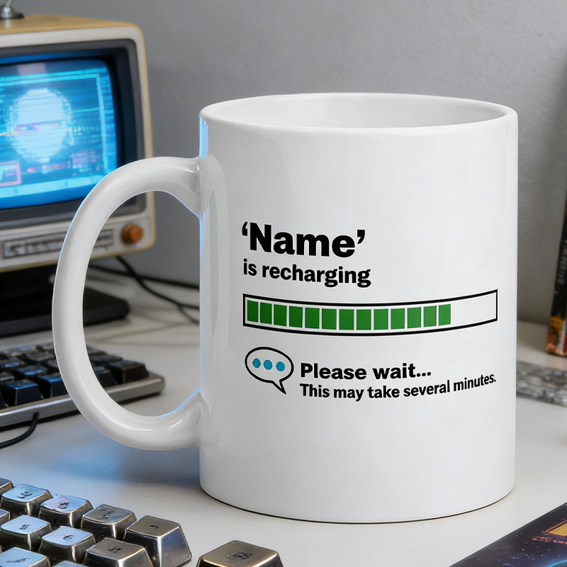 Personalized Nerd Recharging Funny Coworker Coffee Cup Mug Unique Office Worker Coffee Cup for Nerdy Geek Lover