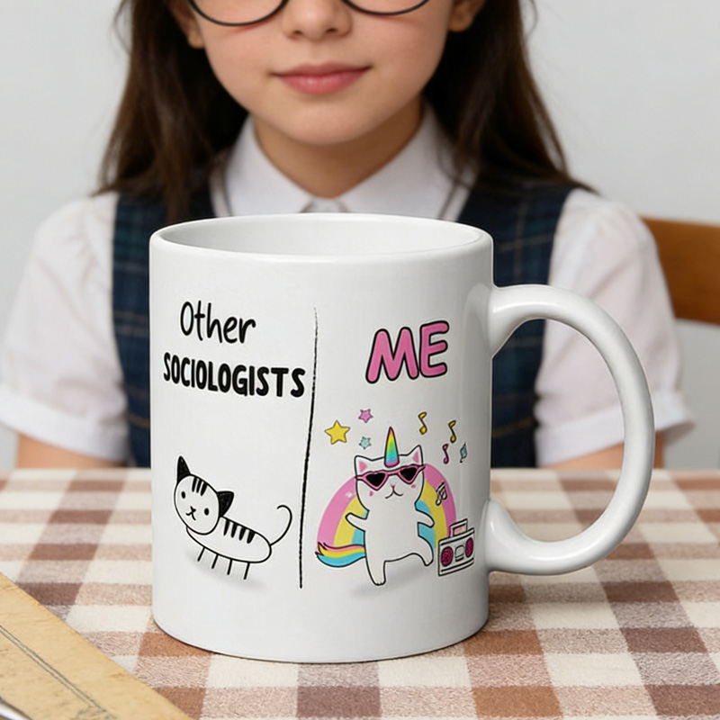 Personalized Nerdy Girl Sociologist Gift Coffee Cup Mug Unique Office Worker Coffee Cup for Nerdy Geek Lover
