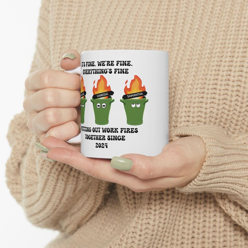 Personalized Nerdy Funny Boss Gift Trash Can Fire Putter Mug Coffee Cup for Nerdy Geek Lover