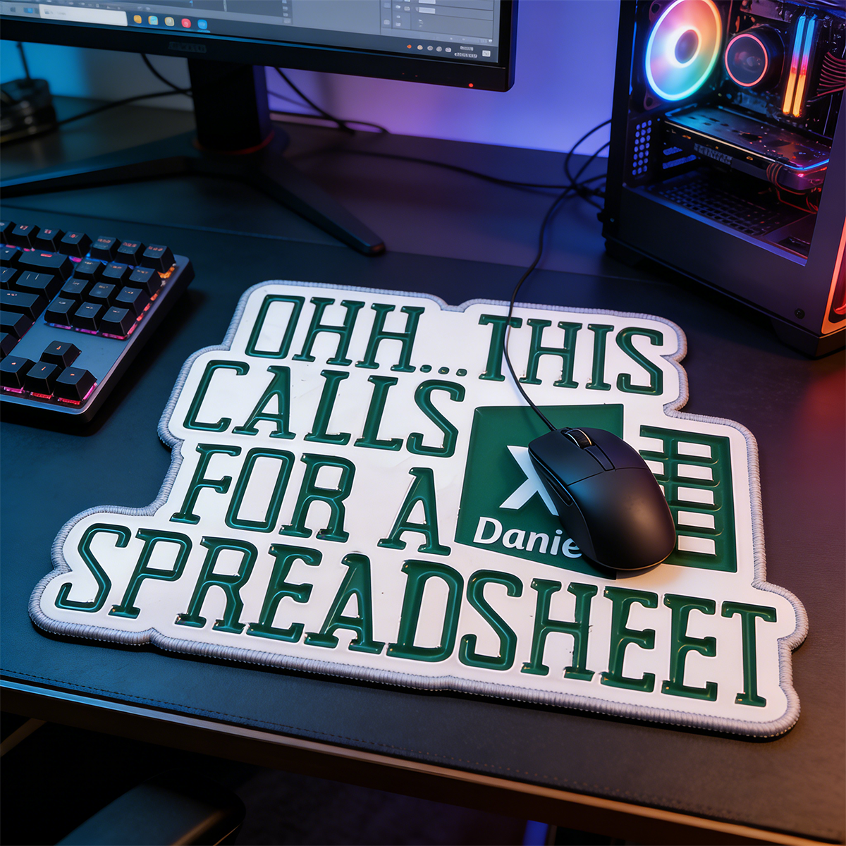 Personalized Custom "This Calls for a Spreadsheet" Irregular Mouse Pad Personalized Excel Humor Desk Mat Office Accountant Gamer Accessory