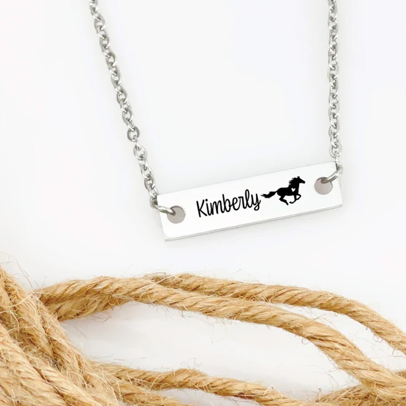 Personalized Horse Bracelet  with Name Jewelry Cube Gift for Equestrian Riding Lovers