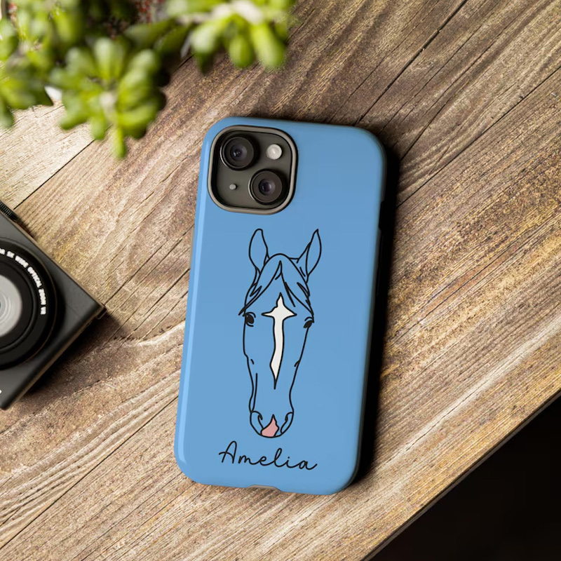 Personalized Horse Line Drawing Case Daily Use Birthday Gift for Riding Lovers Equestrian Lovers Unique Style Phone Cases