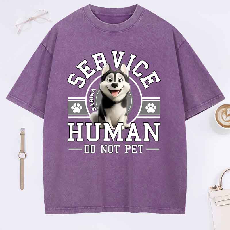 Personalized Dog Lover Service Human Cartoon Washed T-Shirt