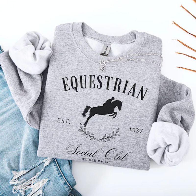Personalized Equestrian Jump Social Club Sweatshirt Crewneck Shirt Horseback Horse Owner Gift for Riding Lovers