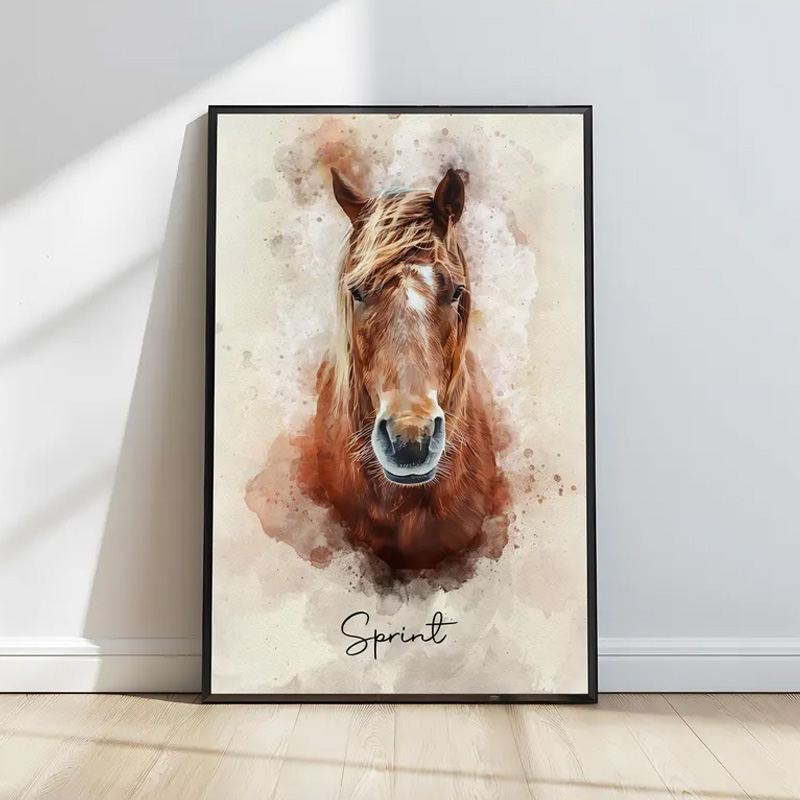 Personalized Horse Gift Photo Portrait Equestrian Art Print Wall Decor Home Decor Gift for Riding Lover
