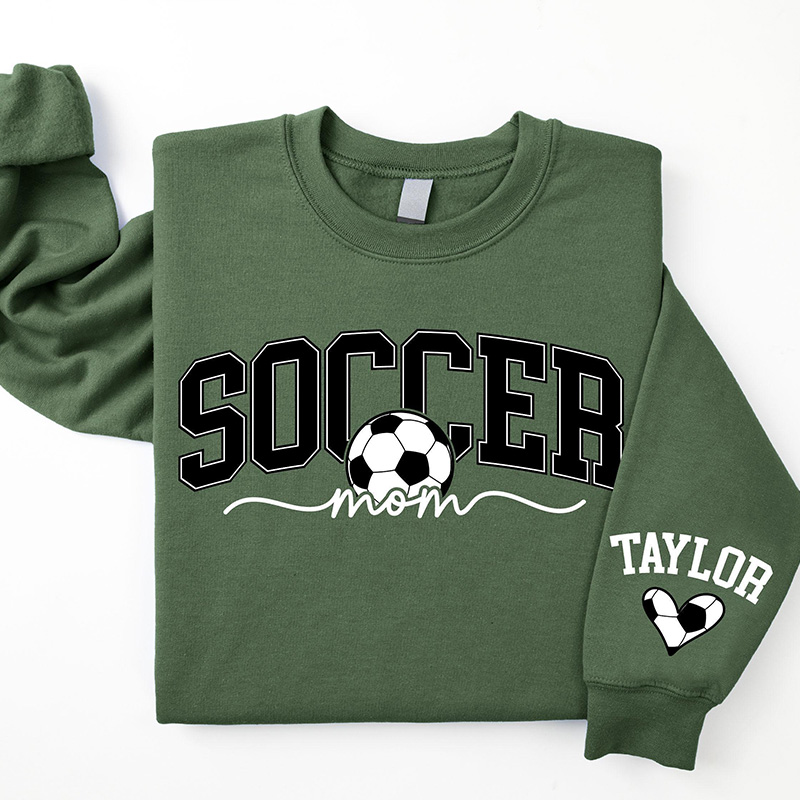 Personalized Soccer Mom Sweatshirt with Custom Name and Stylish Graphic Design