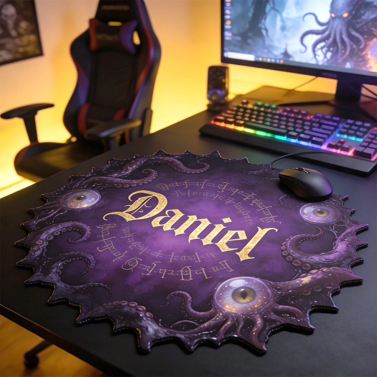 Personalized Custom Cthulhu Grimoire Irregular Mouse Pad Personalized Lovecraftian Desk Mat Cosmic Horror Tentacle Gamer Accessory