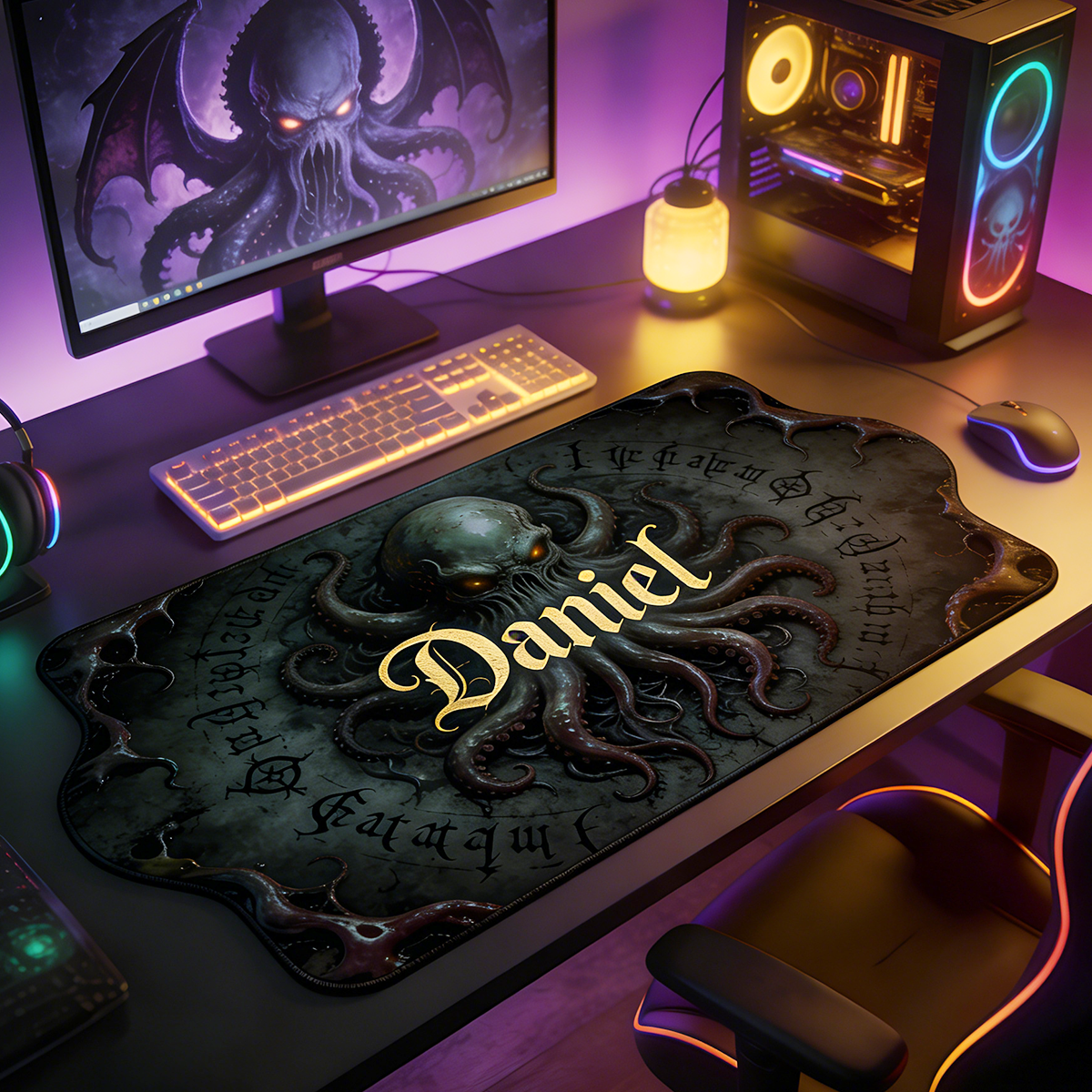 Personalized Custom Cthulhu Extended Irregular Mouse Pad Personalized Lovecraftian Desk Mat Cosmic Horror Tentacle Gamer Accessory