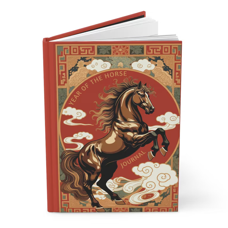 Personalized Chinese Zodiac Year Of The Horse Journal and Planner PU Leather Notebook Gift for Horse Lovers Riding Lovers Equestrian Lovers