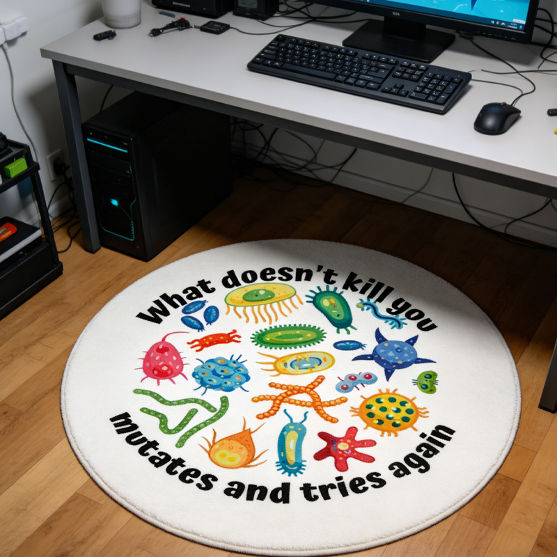 Personalized Nerdy Bacteria Theme Graphic Rug Doormat Kids Nerd Bedroom Playroom Rug Gifts for Geek Lover