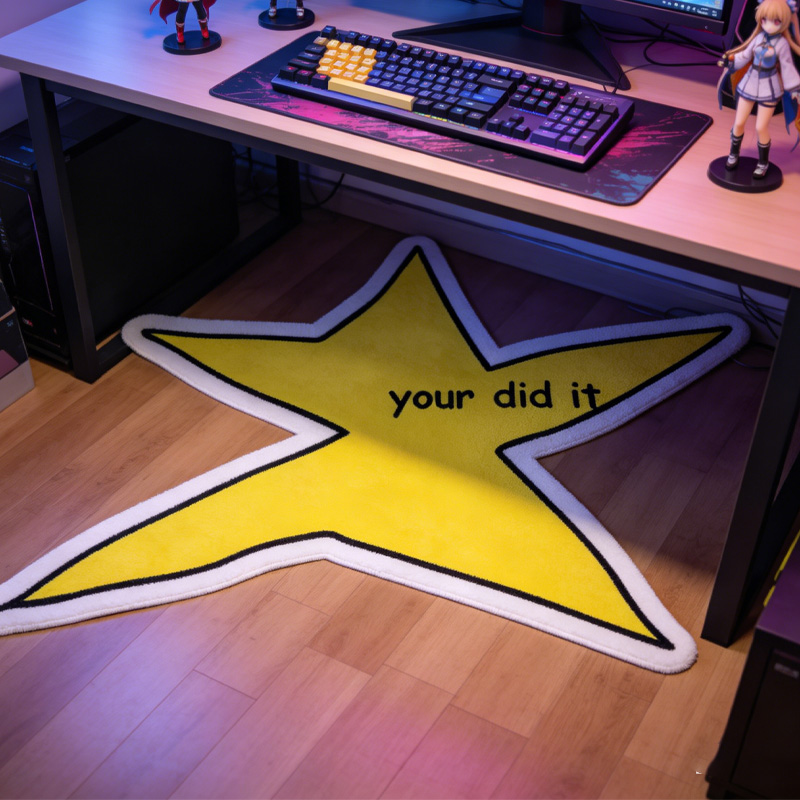 Personalized You Did It Star Graphic Rug Doormat Kids Nerd Bedroom Playroom Rug Gifts for Geek Lover