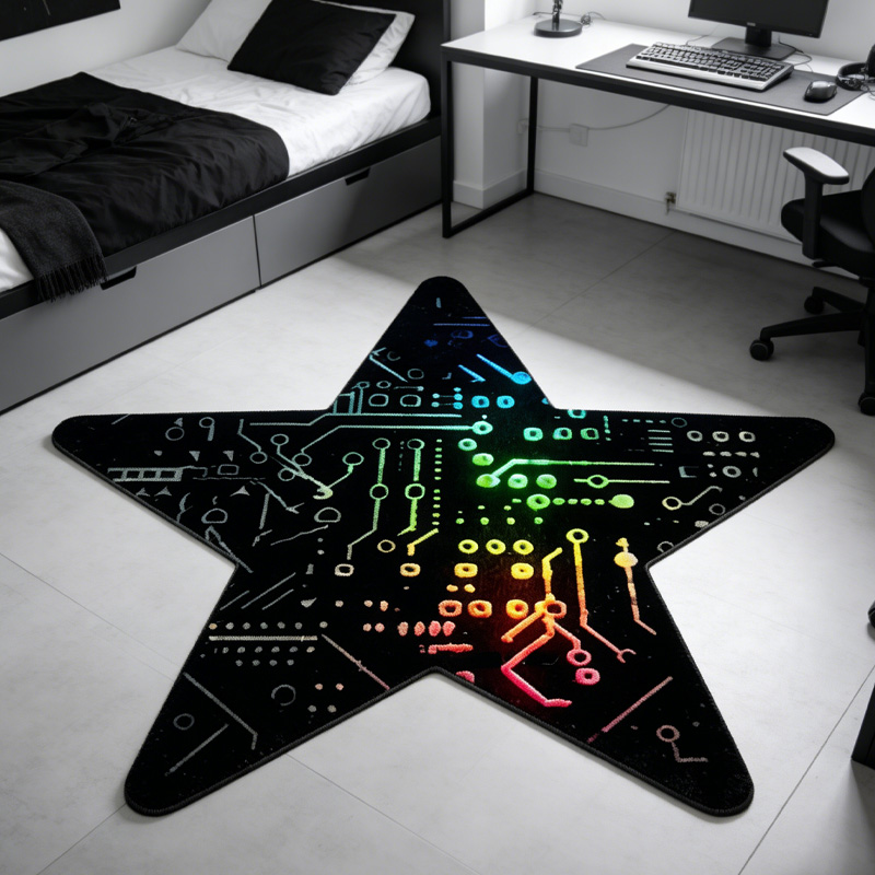 Personalized Punk Circuit Board Graphic Rug Doormat Kids Nerd Bedroom Playroom Rug Gifts for Geek Lover
