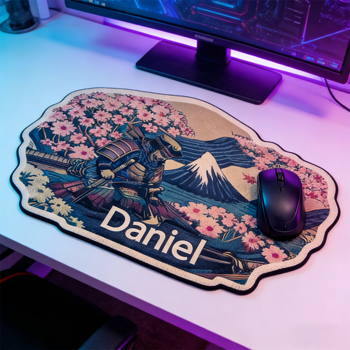 Personalized Custom Ukiyo-e Samurai Irregular Mouse Pad Personalized Great Wave Desk Mat Japanese Warrior Gamer Accessory