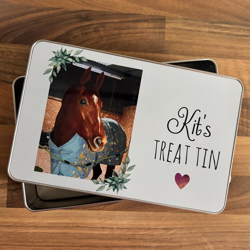 Personalized Pet Treat Storage Tin Equestrian Gift for Horse Riding Lovers