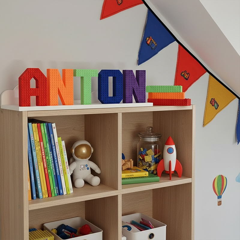 Personalized Building Block Letter Name Sign Plastic Custom Kids Room Decor Gift