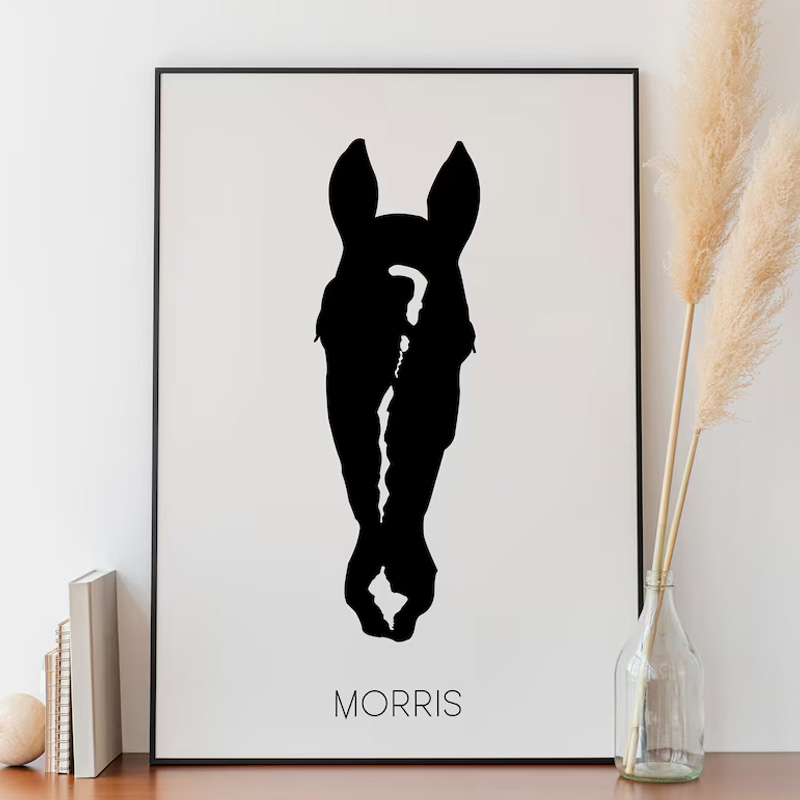 Personalized Custom Horse Photo Silhouette Print Portrait Equestrian Art Print Wall Decor Home Decor Gift for Riding Lover