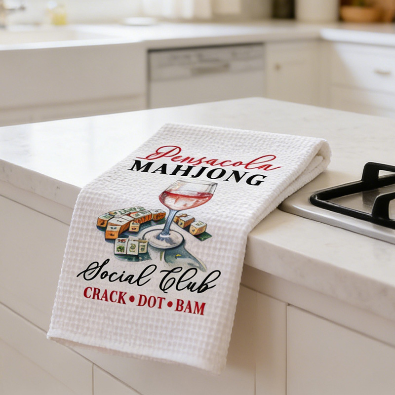 Thirty A Mahjong Social Club Towel Mahjong Sayings Kitchen Towel Tile Game Decor Hostess Gift Time to Mahj Towel Cocktail Tile Game Decor Mahjong Icons Artwork Waffle Towel