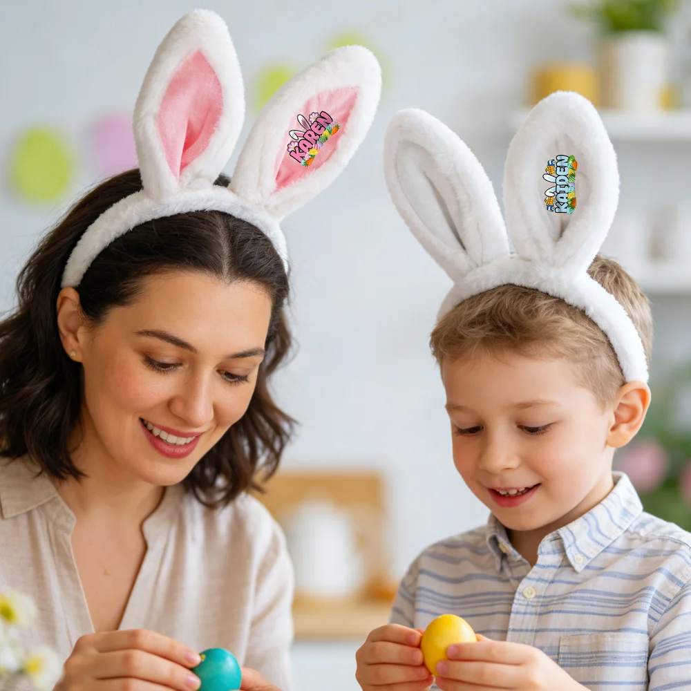 Personalized Easter Eggs Carrot Cute Rabbit Ears Headband with Name Easter Day Gift for Kids 