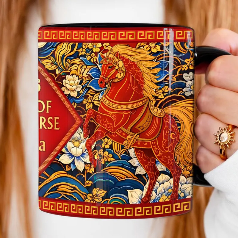 Personalized Year of the Horse Chinese Zodiac Gift Mug for Equestrian Horse Riding Lovers