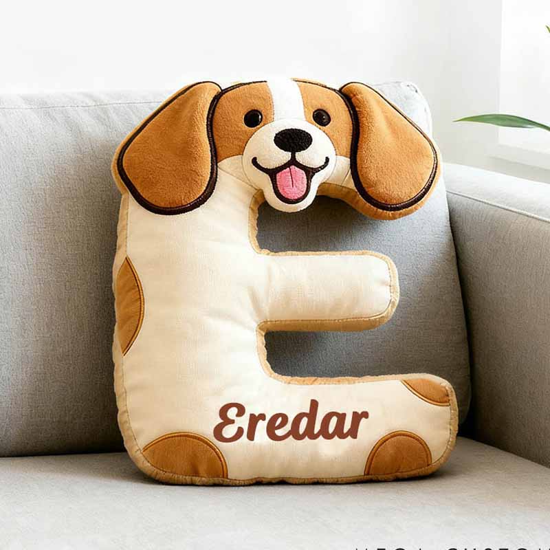Personalized Dog Lover Letter Pillow with Custom Name Cartoon Pillow Graphic 3D Print