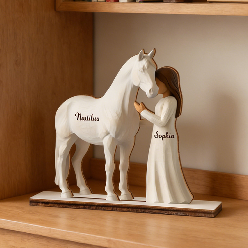 Personalized Equestrian Horse and Girl Acrylic Stand Custom Gift for Riding Lovers