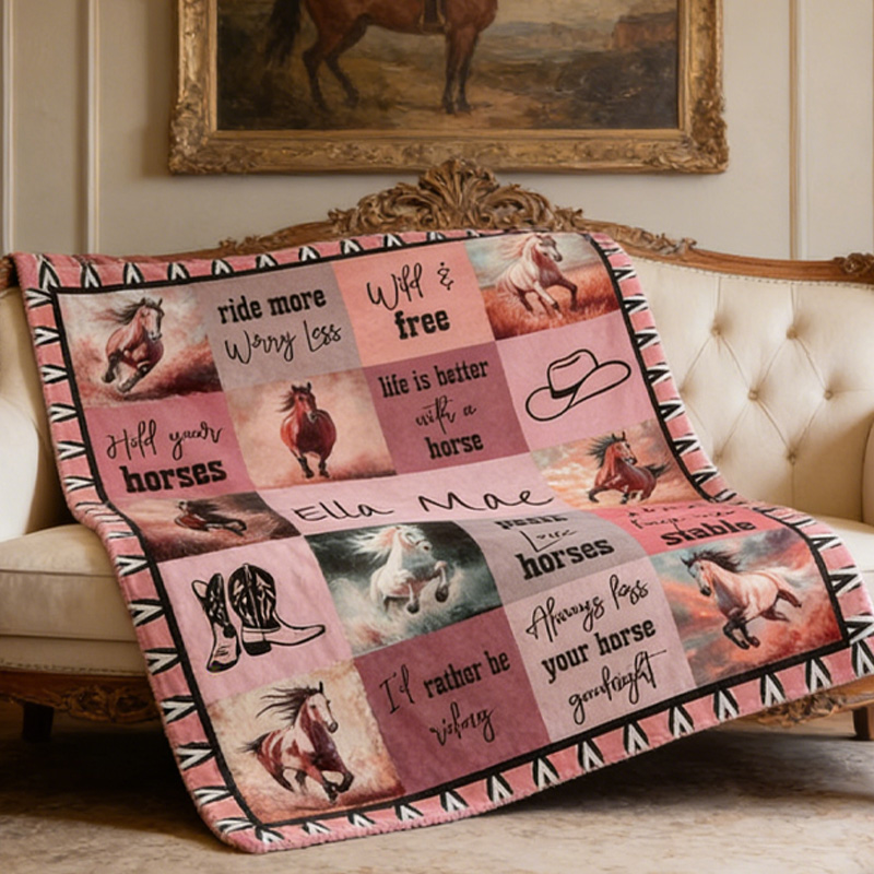 Personalized Horse Quotes Throw Blanket Gift for Riding Lovers Equestrian Lovers
