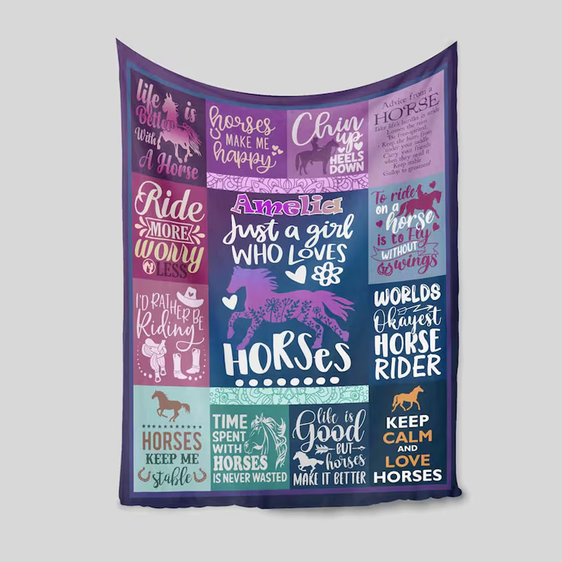 Personalized Dreamly Horse Quotes Throw Blanket Gift for Riding Lovers Equestrian Lovers