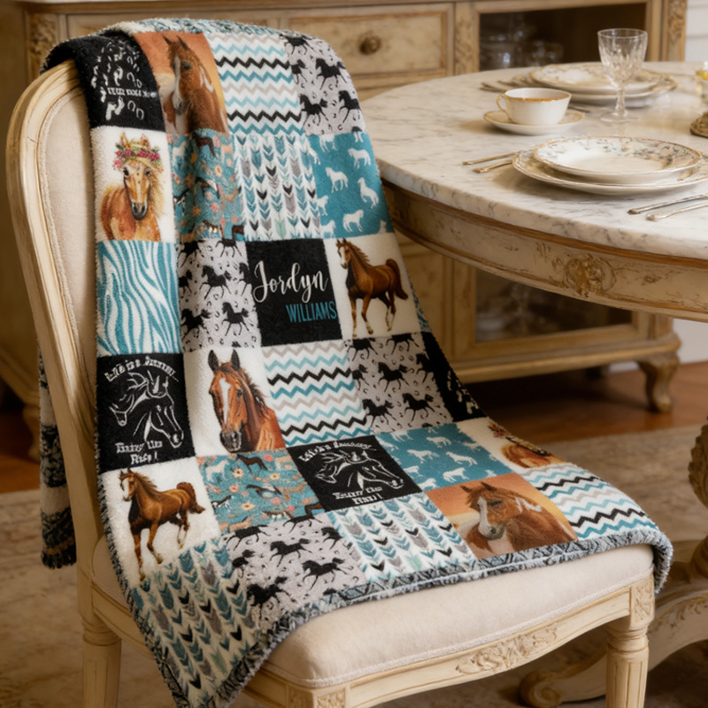 Personalized Plaid Horse Quotes Throw Blanket Gift for Riding Lovers Equestrian Lovers