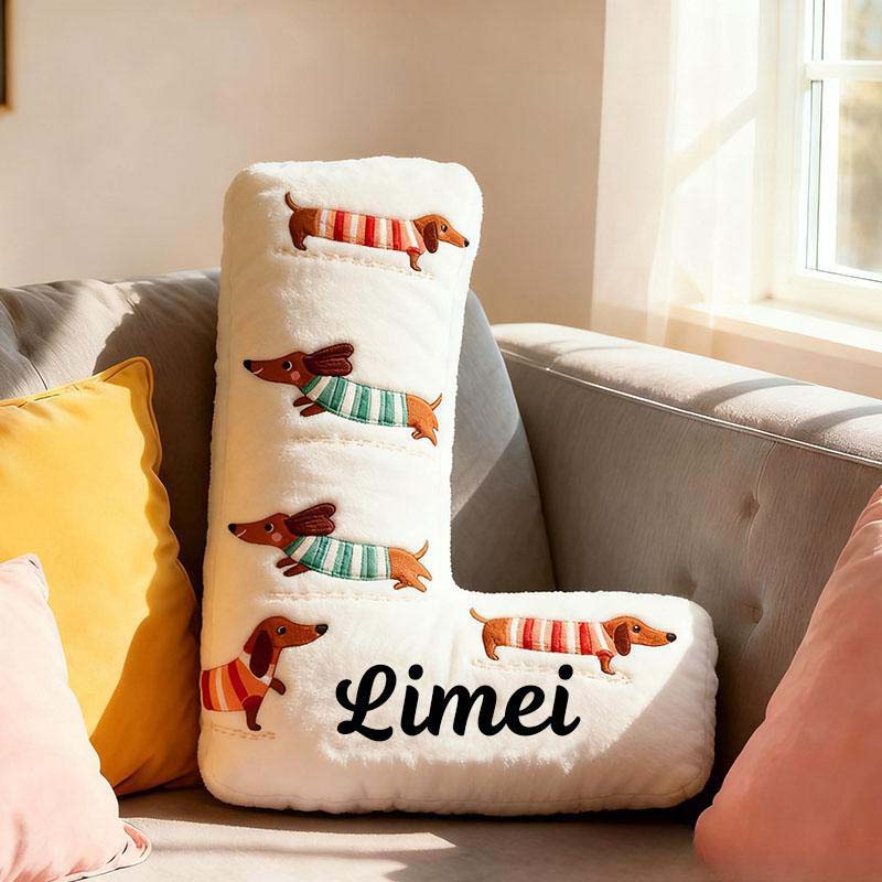 Personalized Dog Lover Dachshund Letter Pillow with Custom Name Pillow