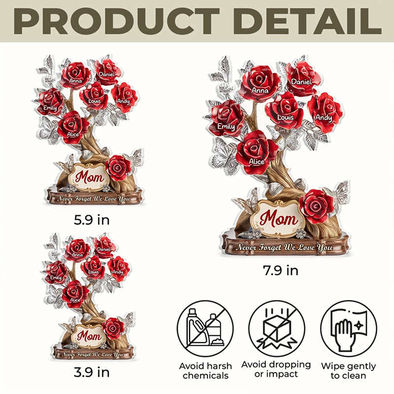 Personalized Acrylic Plaque Custom Mother's Day Gifts For Mom Grandma  Each Rose A Piece of Her Heart