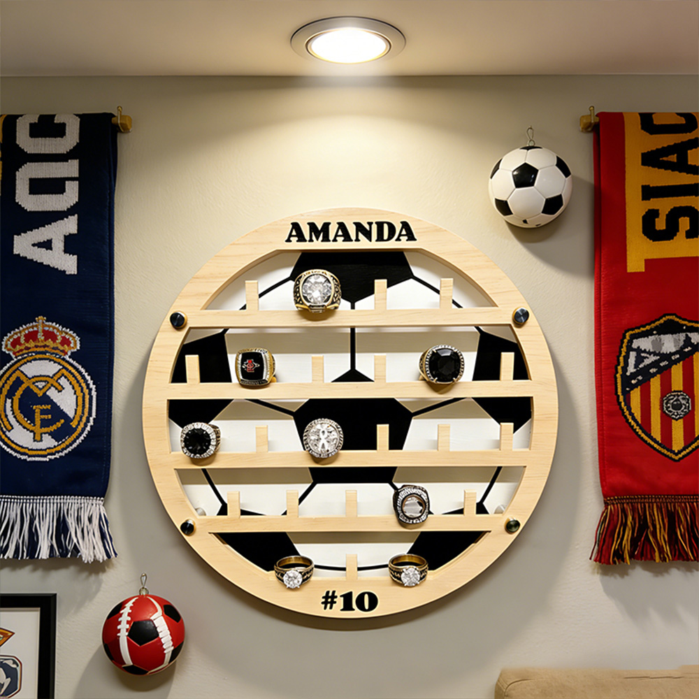 Personalized Soccer Style Ring Holder Custom Name Number Perfect Gift for Soccer Player
