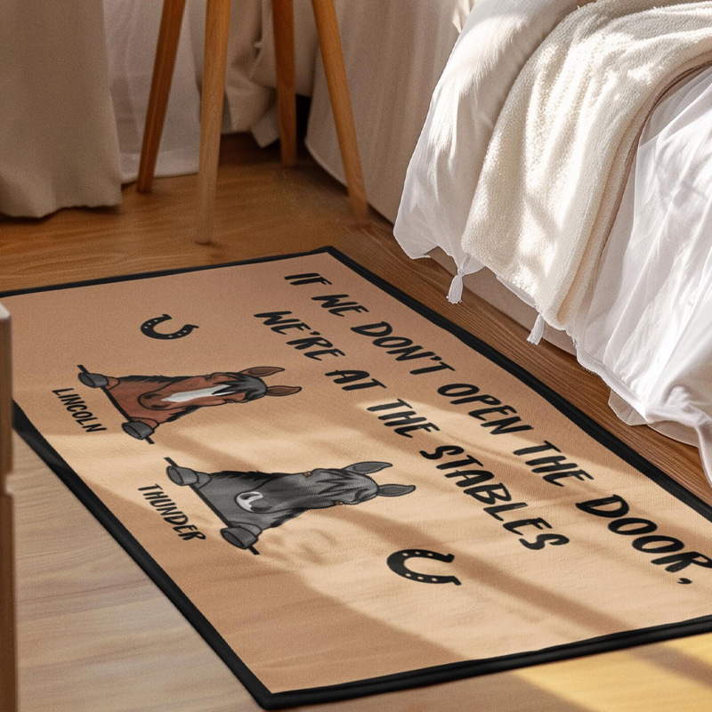 Personalized Horse Welcome Door Mat Custom Photo Home Decor Doormat for Family for Riding Lovers Equestrian Lovers