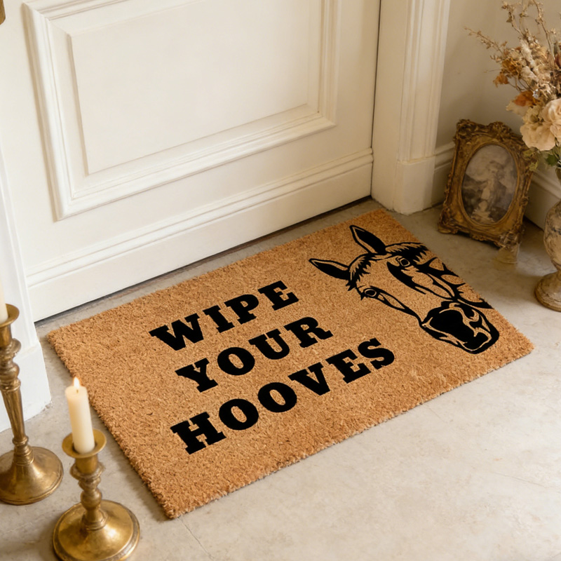 Personalized Funny Horse Wipe Your Hooves Doormat Custom Photo Gifts Doormat for Family Riding Lovers Equestrian Lovers