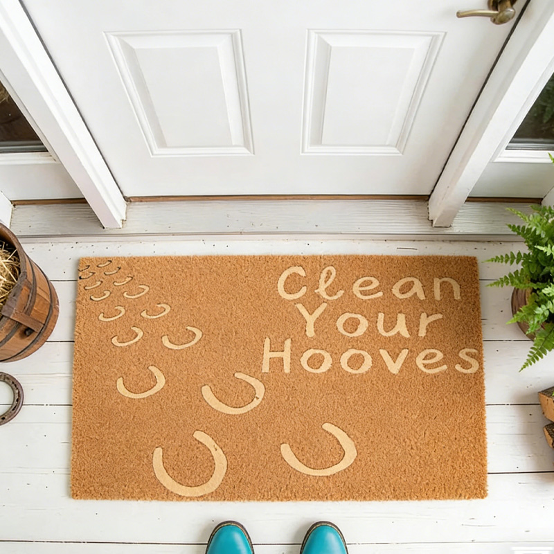 Personalized Funny Horse Wipe Your Hooves Welcome Doormat Custom Photo Gifts Doormat for Family Riding Lovers Equestrian Lovers