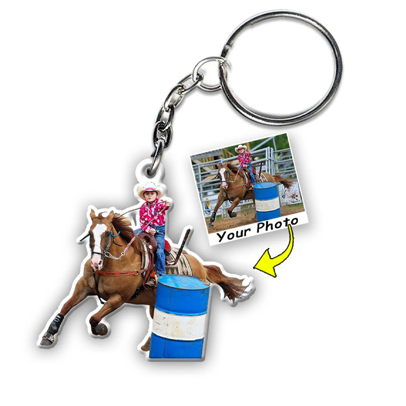 Personalized  Horse Racing Keychain Acrylic Tassel Keyring keychain Gift for Equestrian Riding Lovers