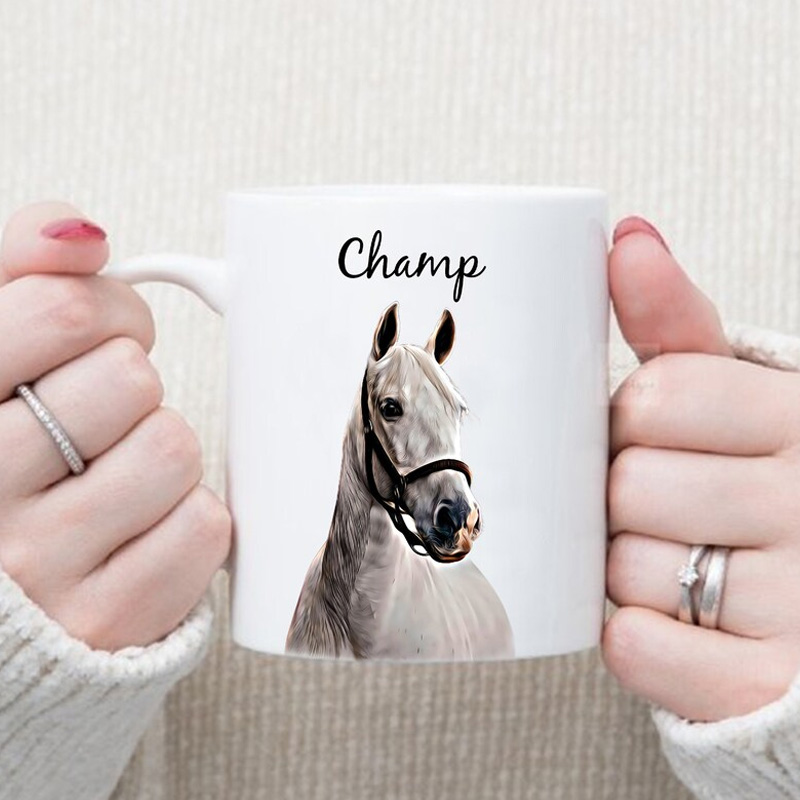 Personalized Horse Photo Portrait Ceramic Mug Gift for Riding Lovers Equestrian Lovers