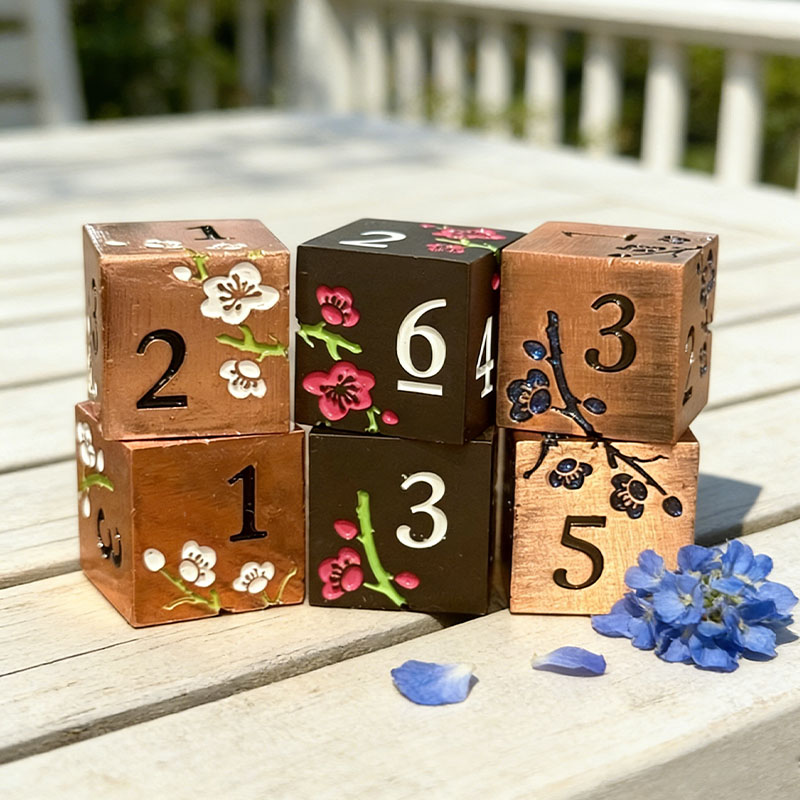 Mahjong Metal Dice Set of 2 RoseGold and White 3 Colors to Choose from Solid Metal Dice