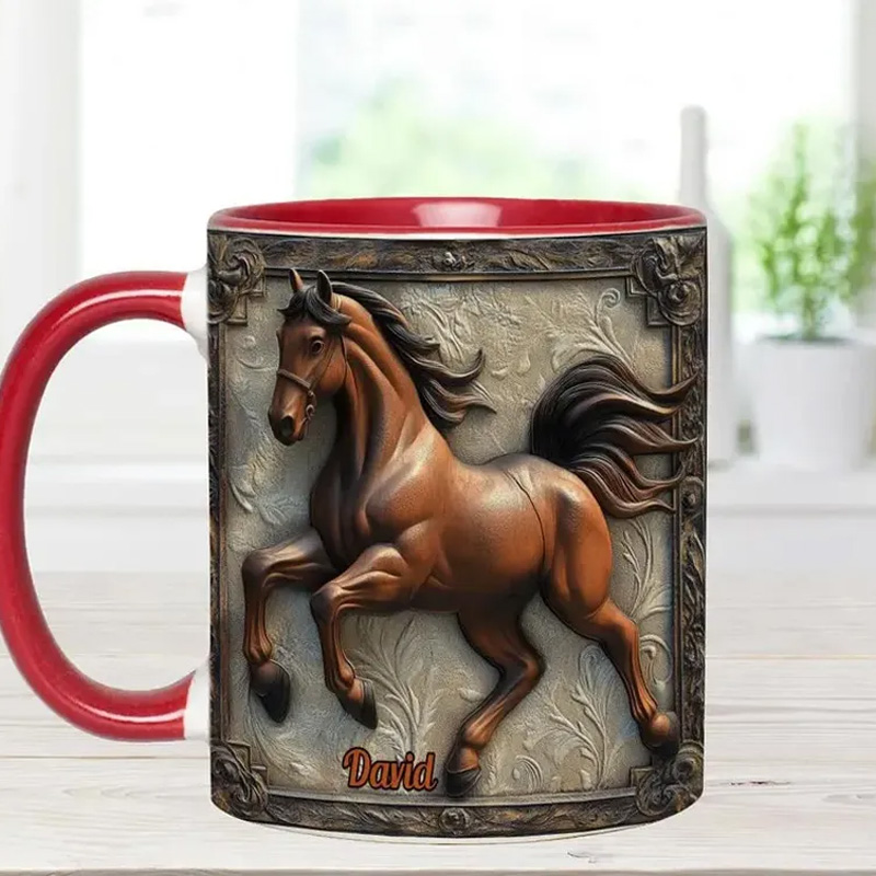 Personalized Cool Horse Custom Accent Mug Inflated Equestrian Coffee Mug for Horses Rider Equine Lover Riding Lovers