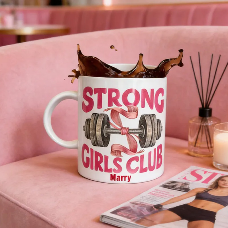 Personalized Strong Girls Club Mug Novelty Ceramic Mug for Gym Lovers