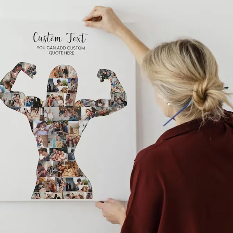 Personalized Female Body Builder Gift Woman Bodybuilder Photo Collage Bodybuilding Coach Gift for Gym Lover