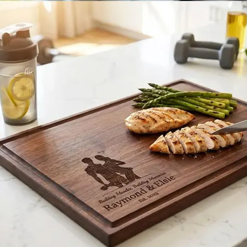 Personalized Engraved Gym Enthusiast Couple Cutting Board with Athletic Couple Fitness Lover for Gym Lovers