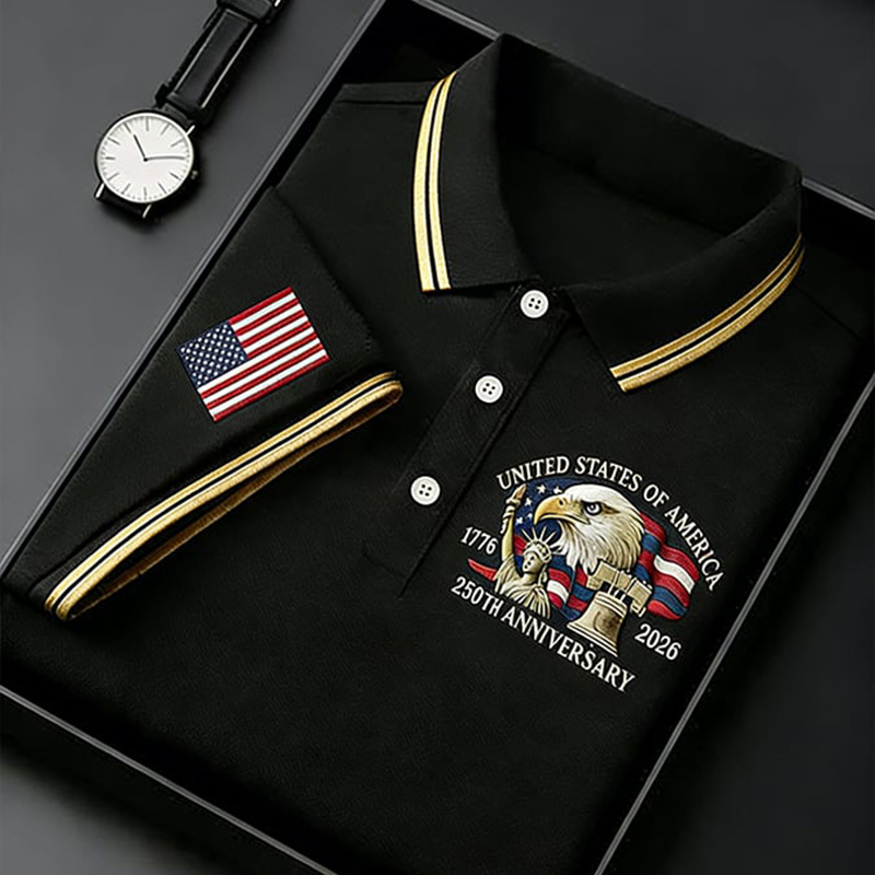 Personalized Men's Retro 250th Anniversary of the United States Independence Day Cross Print Polo Shirt