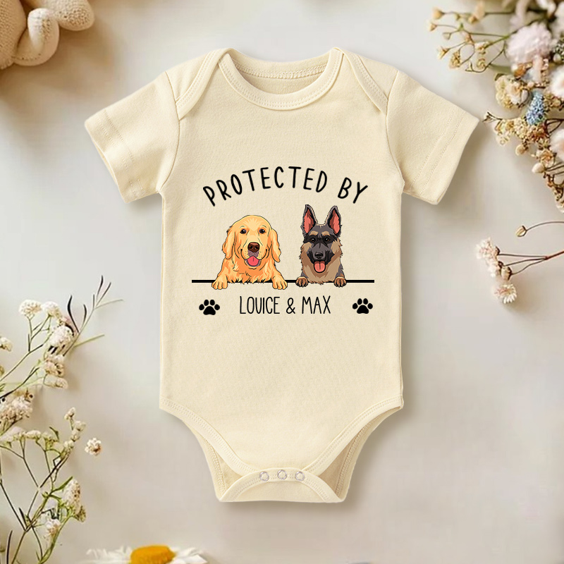 Personalized Pet Portrait Protected Baby Onesie Baby Pet Lover Outfit Baby Gift with Name
