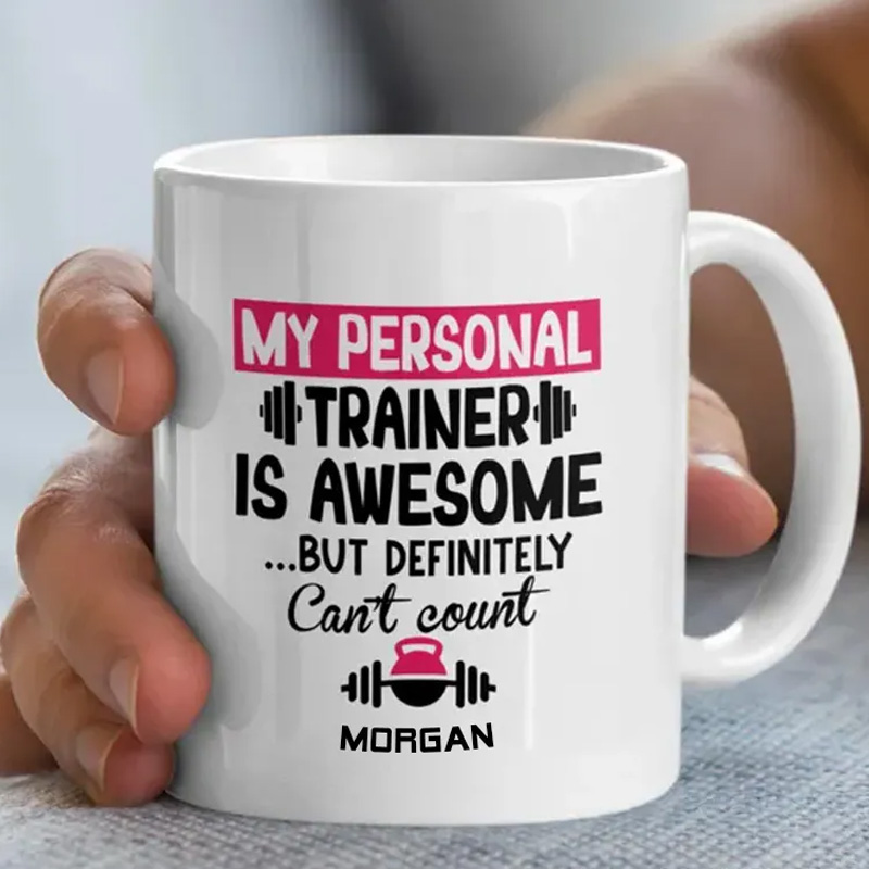 Personalized Funny Personal Trainer Mug Ceramic Coffee Cup Running Exercise Humor Workout Present Exercise Lover Gift for Gym Lover