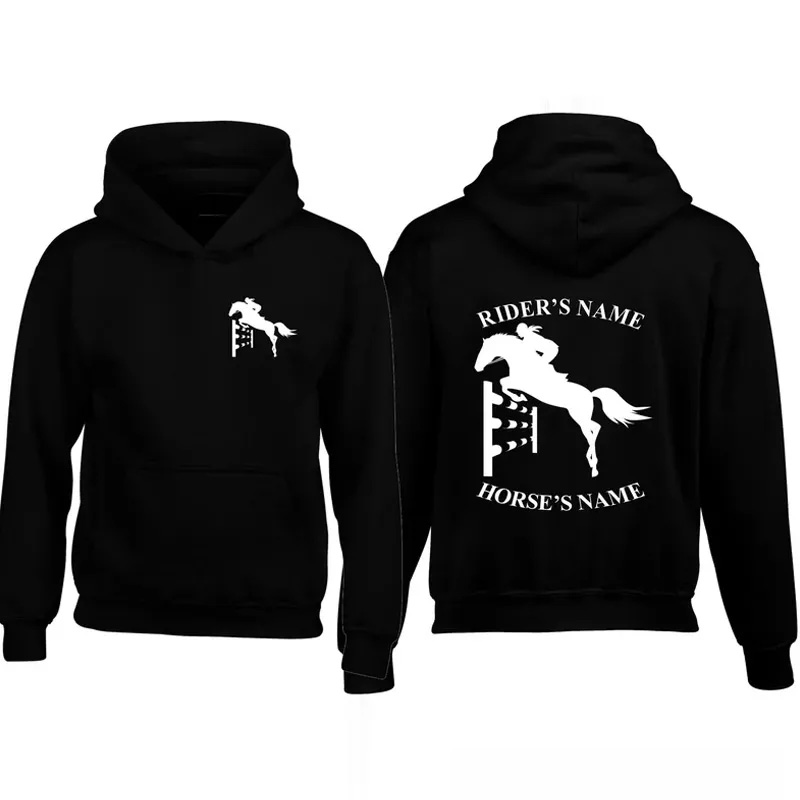 Personalized Equestrian Classic Hoodies Horse Front Back Print Unisex Jumper Pullover Hoody for Equestrian Riding Lovers