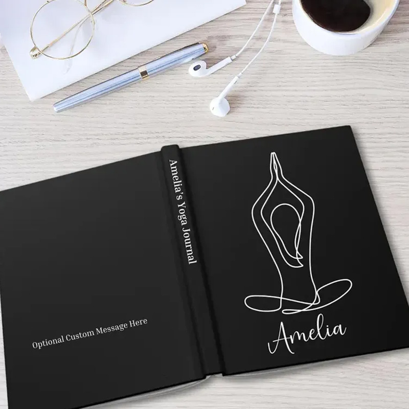 Personalized Leather Cover Notebook Daily Yoga Journal Instructor Custom Wellness Notebook Luxury Hardback Wellness Journal Notebook Gift for Yoga Lover 